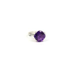 Purple Stacker; Amethyst 10x10mm Cushion, Sterling Silver Cushion Collet with Gallery & Square Wire