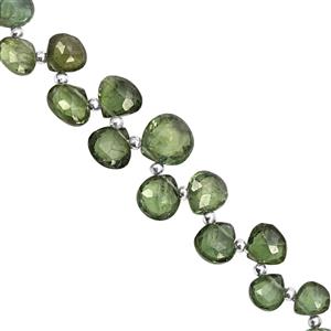 30cts Olive Apatite Top Side Drill Faceted Heart Approx 5x4 to 9x8.5mm, 16cm Strand with Spacers