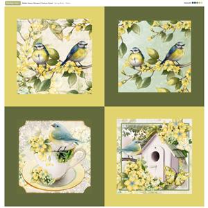 Debbi Moore Designs Feature Panel Spring Birds Yellow Fabric Panel (70 x 73cm)