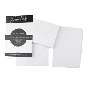 Hobby Maker Essentials 60 x White A6 Scalloped edge card & envelope pack 