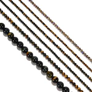 Yellow & Blue Round & Faceted Tigers Eye Bundle With Downloadable Instructions By Mark Smith