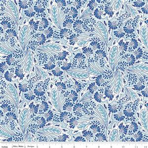Liberty Summer House Collection in Blue Feather Dance Fabric 0.5m