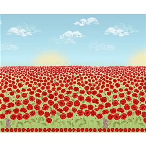 Lewis & Irene Poppies Collection Poppy Field Double Edge Border Fabric 0.5m