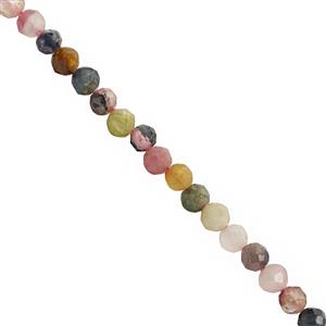 8cts Multi-Colour Tourmaline Faceted Round Approx 1 to 2mm 30cm Strand