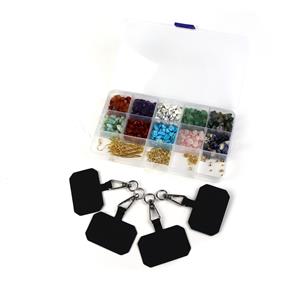 Colourful; Bright Coloured Gemstone Chips, G/P Base Metal Findings, 4x  Swivel Clips