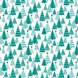 Liberty Deck the Halls Happy Forest Teal Fabric 0.5m