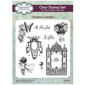 Creative Expressions Taylor Made Journals Chateau Garden 6 in x 8 in Clear Stamp Set - 9 Stamps