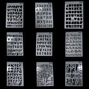 Set of 9 letter and number stencils 