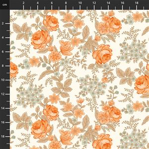 Henry Glass Kim Diehl Sunwashed Romance Cabbage Rose Cream Extra Wide Backing Fabric 0.5m (274cm)