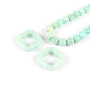 Hydrandea; Amazonite Hollow 4 Leaf Clover with Amazonite Plain Rounds 