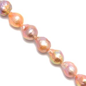 Natural Multicolour Freshwater Cultured Long Drop Pearls Approx 12-13mm, 38cm Strand