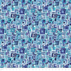 Around The Block Collection Squares Blue Fabric 0.5m