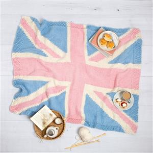 Wool Couture Union Jack Blanket Pastel Knitting Kit. With Free Knitting Needles Worth £8