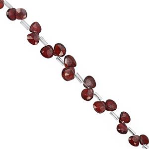 25cts Red Garnet Top Side Drill Faceted Heart Approx 4 to 7mm, 20cm Strand with Spacers
