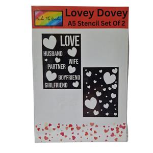 Loveydovey Stencil  2  x A5 Heart Stencils