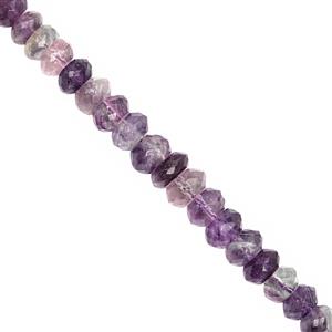100cts Blue John Fluorite Faceted Rondelles Approx 4x5 to 8x4mm, 24cm Strand