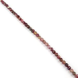 36cts Red Tourmaline Faceted Cube 4x4mm , 38cm strand
