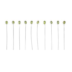 2.40cts Oval 4x3 Peridot Sterling Silver Headpins Design (40mm x .50mm) (Pack of 10 Pcs.)