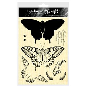 For the Love of Stamps - Layering Swallowtail Butterfly A5 Stamp Set, A5 stamp set.  Contains 7 stamps