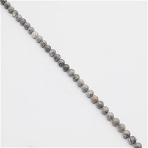 170cts Grey Picture Plain Round Jasper Strand approx. 8mm: 36cm  