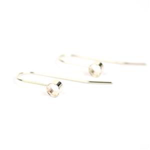 925 Sterling Silver Tube Set Earrings with Shephards Hook for 4mm Gemstones
