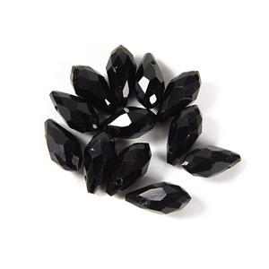 Black 12mm Pear/Drop Shape Glass Beads, Approx 12pcs 