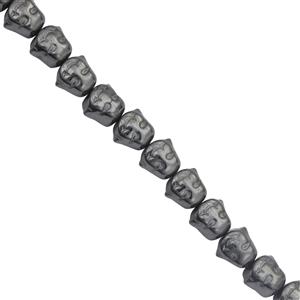 225cts Black Color Coated Hematite Smooth Laughing Buddha Approx 7 to 8mm, 30cm Strand