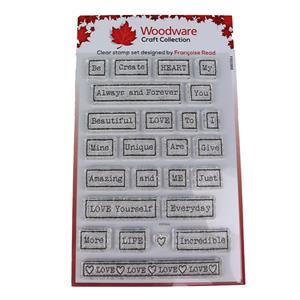 Woodware Clear Singles Love Tape Words 4 in x 6 in Stamp