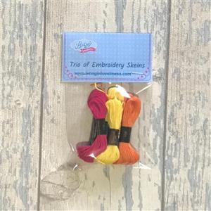 Living in Loveliness Trio of Embroidery Skiens (Yellow/Orange/ Pink)