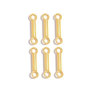 Gold 925 Sterling Silver Spacer Tubes with Loops 11x1.5mm, 6pcs 