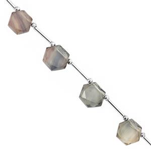 75cts Multi Fluorite Corner Drill Faceted Star Hexagon Approx 10 to 13mm  20cm Strand with Spacers 
