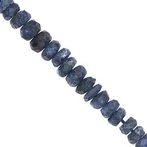 6cts Blue Sapphire Graduated Faceted Roundeles Approx 3x1 to 4x2, 3.5cm Strand