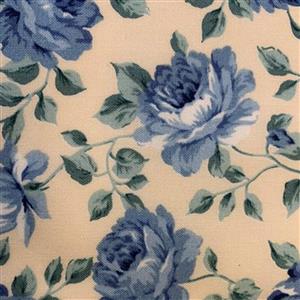 Country Floral Blue Peony on Cream Fabric 0.5m Exclusive