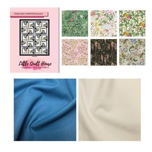 Amanda Little's Hawaiian Fans & Chopsticks Quilt Kit: Instructions, FQ Pack (6pcs) & Fabric (4m)