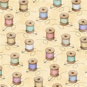 Dan Morris Just Sew Collection Spools Cream Fabric 0.5m