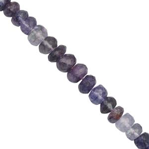90cts Blue John Fluorite Faceted Roundelles Approx 5x2 to 8x5mm, 20cm Strand