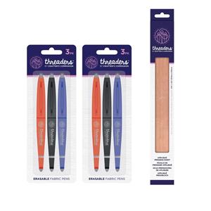 Threaders Heat Erasable Fabric Pens & Applique Pressing Sheet - 6 Pens & 1 Sheet