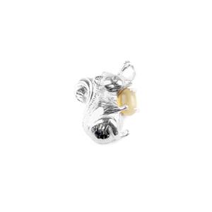 925 Sterling Silver Squirrel Pendant Approx 20x16mm With Citrine