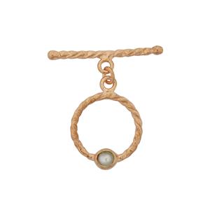 Rose Gold Plated 925 Sterling Silver Twisted Round Toggle Clasp Set with Freshwater Cultured Pearl Approx 20x12mm (Pack of 1)