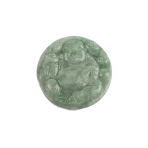 260cts Double-Side Carved Buddha Type A Bean Green Jadeite Pendant, Approx 50mm, 1pcs