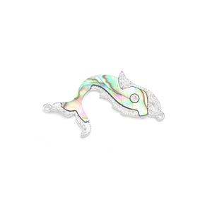 925 Sterling Silver Koi Carp Paua Connector, Approx 35mm