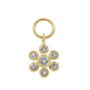 Gold Plated 925 Sterling Silver Flower Charm With 0.38cts Aquamarine Approx 2 to 3mm (1pcs)
