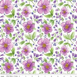 Riley Blake Plum Petals Tossed Flowers Cloud Extra Wide Fabric 0.5m (274cm wide)