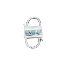 925 Sterling Silver Clasp Approx 26x14mm With 0.37cts Sleeping Beauty Turquoise Round Cabochon