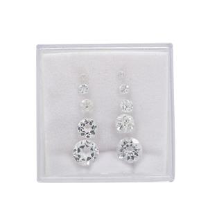 7cts White Topaz Rounds Faceted Set (2mm,3mm,4mm,6mm & 8mm) (10Pcs) 