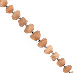 75cts Peach Moonstone Faceted TwIsted Rondelles Approx 6x3 to 8x6mm, 19cm Strand with Spacers