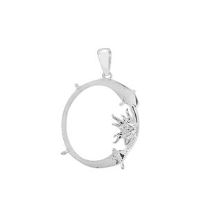 Glen Lehrer 925 Sterling Silver Man In The Moon Pendant Mount With Star White Zircon (To Fit 27x21mm Gemstone)