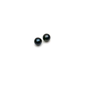 Dyed Black Akoya Half Drilled Round Pearls Approx 6.5-7mm (1 Pair)