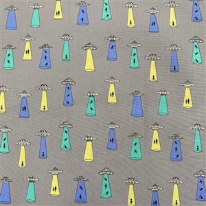 UFOs Coming For You Grey Fabric 0.5m Exclusive