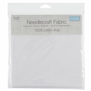 Needlecraft Fabric Aida 14 Count 45 x 30cm White